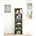 thumbnail image 3 of 5-Tier Narrow Bookshelf for Small Spaces, Vertical Wood Bookcase and Storage Organizer for Bedroom, Living Room, or Home Office, Grey Oak Finish, 3 of 6