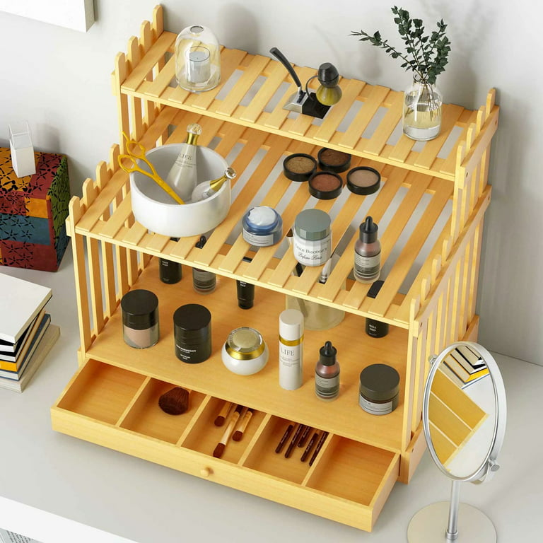 Simhoo Bamboo Spice Rack In-Drawer Kitchen Cabinet Spice 18 Bottle Holder for Storage/Organizer 3-Tier