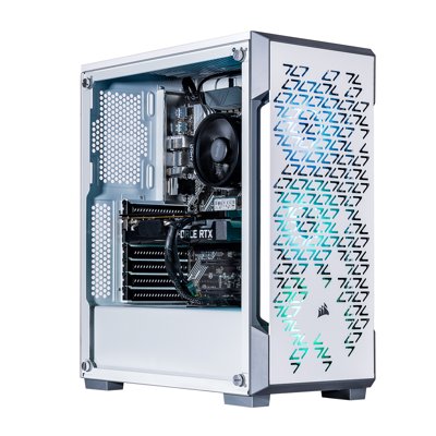 Velztorm White Fultix Custom Built Gaming Desktop PC (AMD Ryzen 5-5500, GeForce RTX 3050, 128GB DDR4, 8TB PCIe SSD, RGB Fans, 750W PSU, WiFi 5, Bluetooth 4.2, RJ-45, HDMI, Win 11 Pro)