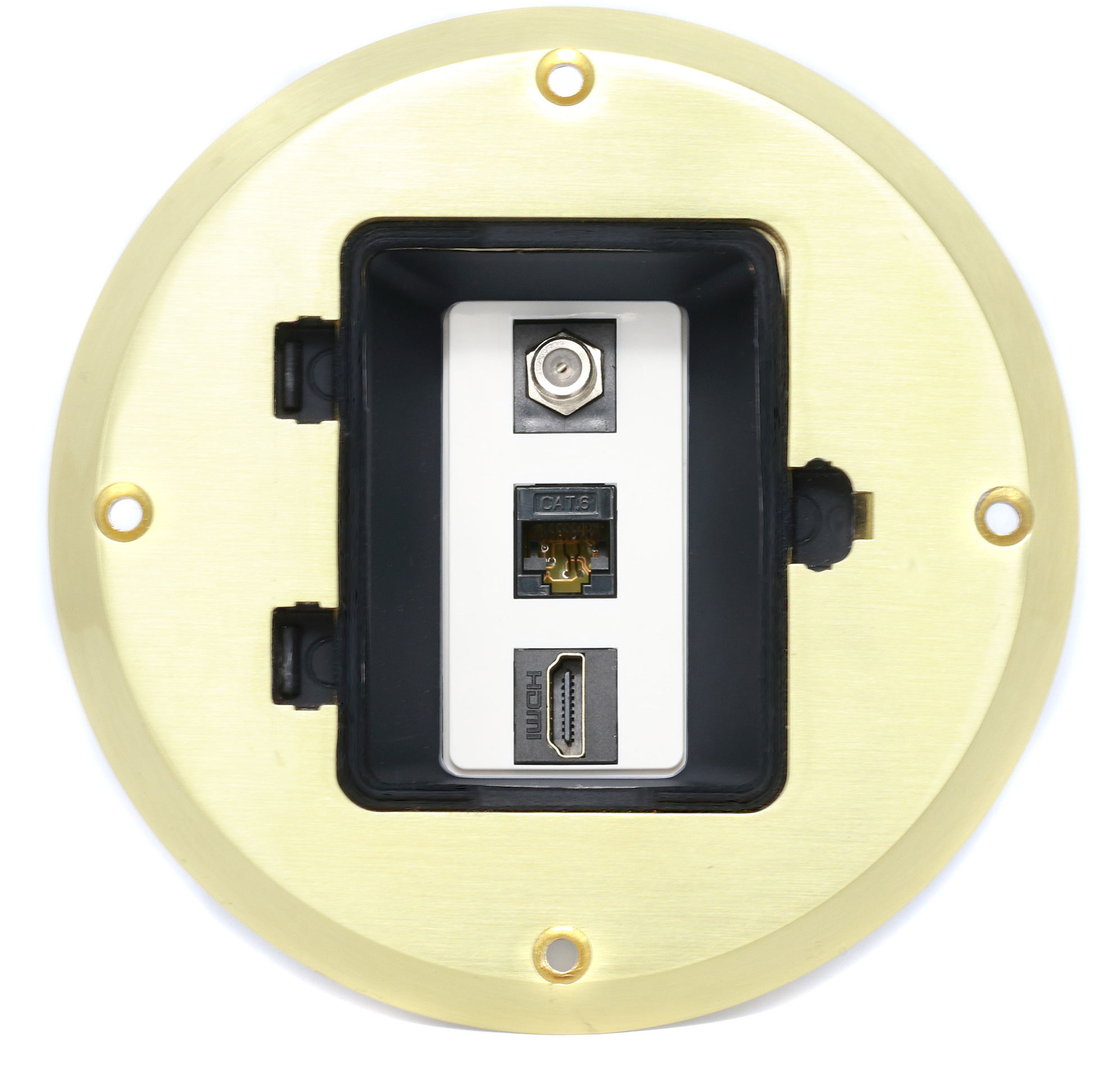 RiteAV HDMI Cat6 Coax Cable TV Floor Box Gold