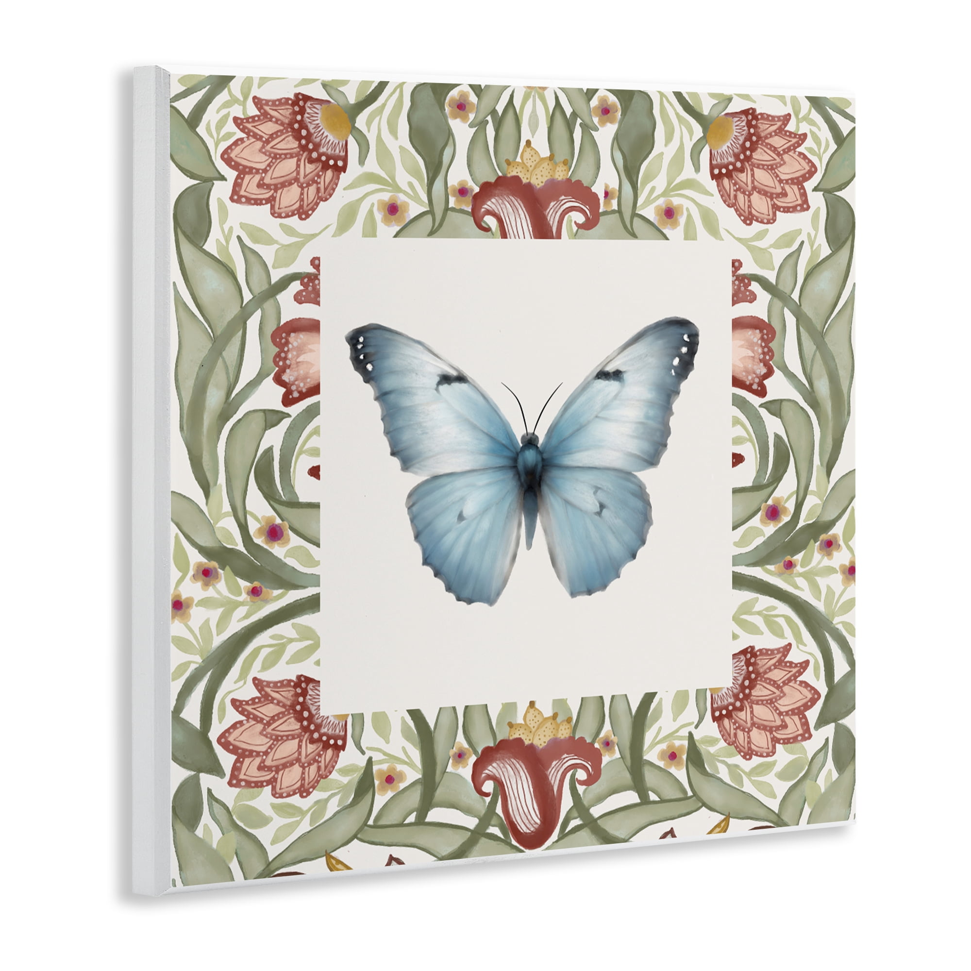 Stupell Industries Baroque Butterfly Vintage Flowers Wall Plaque Art, design by Elizabeth Medley