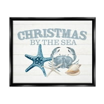 Stupell Industries Christmas By The Sea Nautical Graphic Art Jet Black Floating Framed Canvas Print Wall Art, Design by Kim Allen