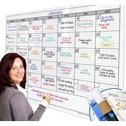 Dry Erase Monthly Extra Large White Board Calendar for Wall, 38" by 50", Jumbo Laminated Erasable One Month Whiteboard Calendar, Huge Oversized Blank 30-Day Poster with Lines and Squares