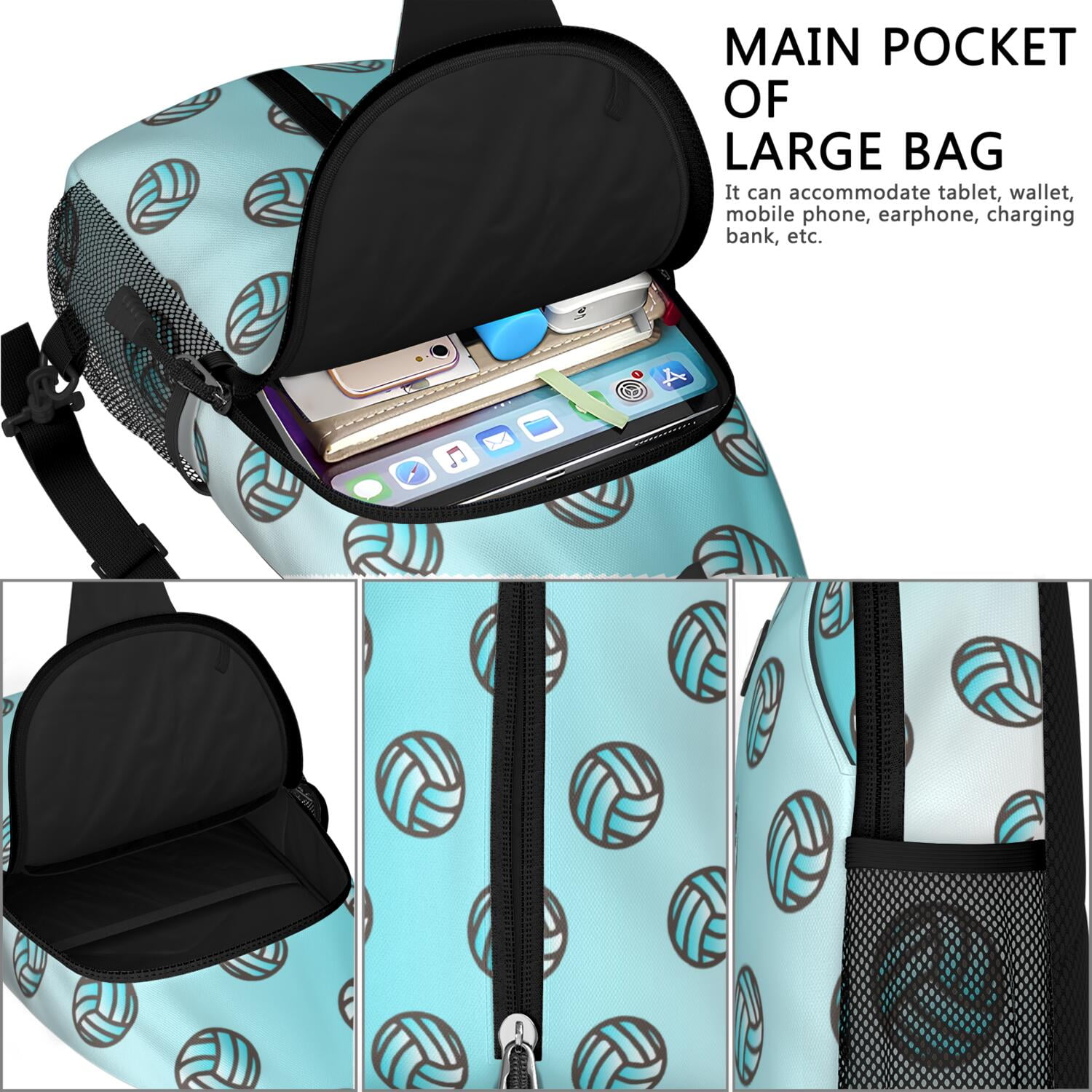 Sports Sling Backpack for Kids and Teens – Water-Resistant Crossbody Shoulder Bag with Adjustable Reversible Strap, Anti-Theft Pocket, Breathable Back, Perfect for Baseball, Football, Soccer Players