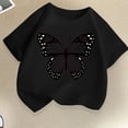 thumbnail image 5 of ZVNAΖH Girls' Butterfly Print T-Shirt, Kids Cotton Short Sleeve Crew Neck Casual Top for 2-12 Years, 5 of 5