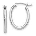 thumbnail image 1 of 14k White Gold 2mm Oval Tube Hoop Earrings, 1 of 8