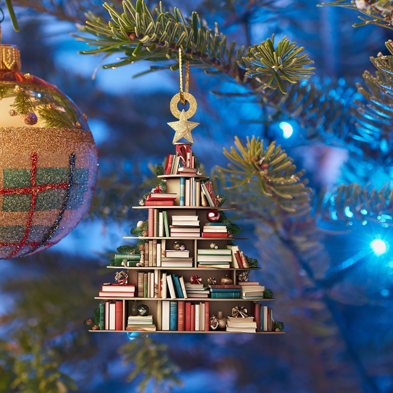 Acrylic Book Christmas Tree Ornament: Book Lover Gift