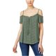 thumbnail image 1 of Ultra Flirt Blusa de punto crotchet para mujer, verde, extra pequeña Ultra Flirt Tejer, 1 of 2