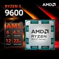 thumbnail image 2 of Procesador AMD Ryzen 5 9600 nuevo, 5,2 GHz, 6 núcleos, 12 subprocesos, 38 MB de caché, 4 nm TDP, 65 W, socket AM5, para juegos, sin paquete, 2 of 4