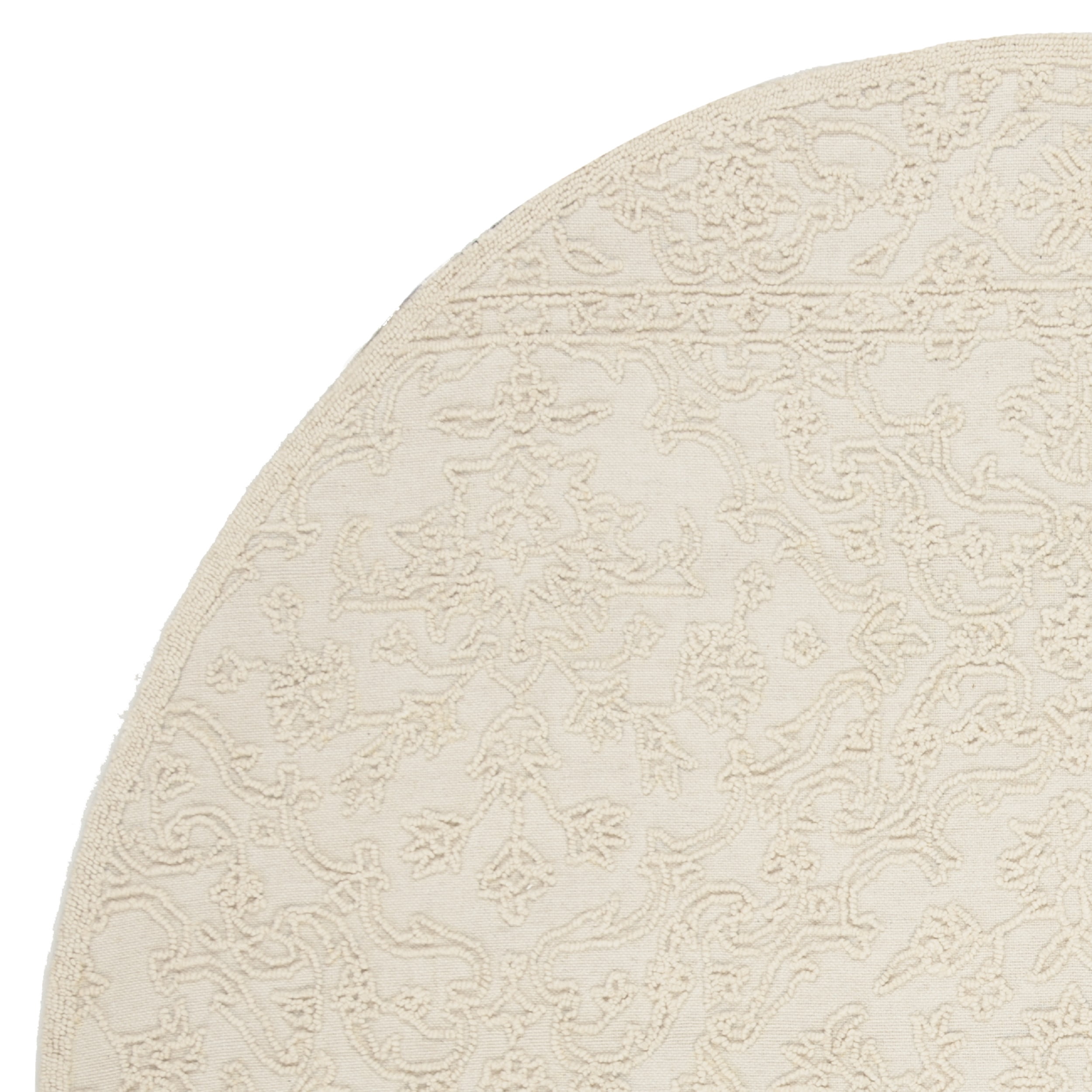 SAFAVIEH Trace Molly Geometric Wool Area Rug, Ivory, 6' x 6' Round