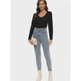 thumbnail image 5 of Long Sleeve Shirts for Women Sexy V Neck Tops Fitted Tight T Shirts Basic Tee, 5 of 6