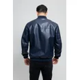 thumbnail image 5 of Whet Blu JUSTIN Vegan Faux Leather Fashion Band Collar Lightweight Casual Zip Up Jacket Men Navy Blue Small, 5 of 6