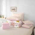 thumbnail image 5 of Feelyou Pink Groovy Flower Twin Bedding Sets 7-Piece for Girls, Rustic Daisy Floral Bedding Comforter Set, Vibrant Plant Reversible Sheet Sets, Microfiber Bedroom Decor, 5 of 7