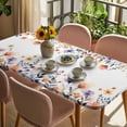 thumbnail image 3 of Spring Floral Table Cloths for 3 Foot Rectangle Tables, Elegant Flowers Farmhouse Botanical Patio Waterproof Elastic Fitted Tablecloths, Washable Rectangular Table Cover for Camping, 3 of 8