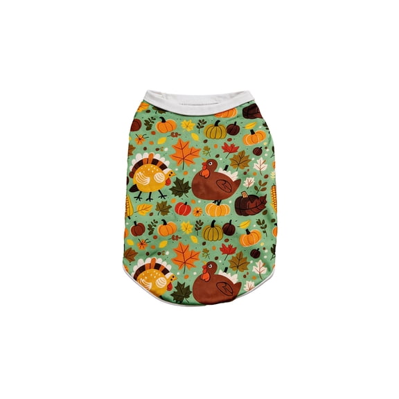 Thanksgiving Day Dog Vest, Pet Cat Fall Sleeveless Shirts with Pumpkin Turkey Autumn Leaves Owl Patterns, Dog Thanksgiving Vest Tank Tops, Outfit for Small Medium Dogs (Green, Xl)