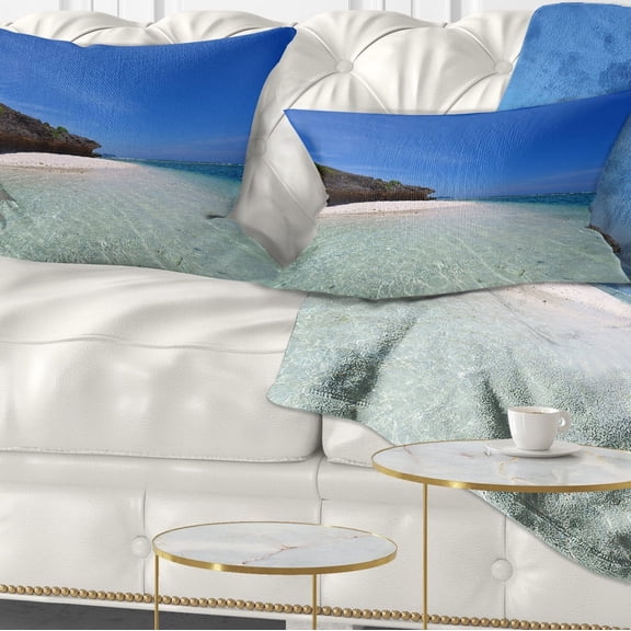 Designart 12" x 20" Blue Polyester Throw Pillow
