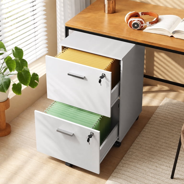 GALAXHERO 2-Drawer Mobile Filing Cabinet with Lock, White photo 8