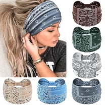 6-Pack Wide Headbands for Women, No-Slip Grippy & Sweat-Absorbing Yoga Headbands, Soft Stretchy Boho Turban Head Wraps for Workouts, Gym, Sports