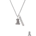 thumbnail image 2 of Delight Jewelry Antiqued Teddy Bear Silvertone Fearless Bar Charm Necklace, 23", 2 of 4