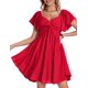thumbnail image 2 of Vestido Florboom de verano con cuello cuadrado en gasa rojo para mujer, 2 of 6