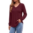 thumbnail image 2 of Fantaslook Long Sleeve Shirts for Women V Neck Textured Tops Fall Blouses Lightweight Tunic Pullover, 2 of 8