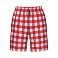 thumbnail image 6 of KLL Red Checkboard Men's Casual Summer Beach Shorts Hawaiian Shorts with Pockets-Small, 6 of 6