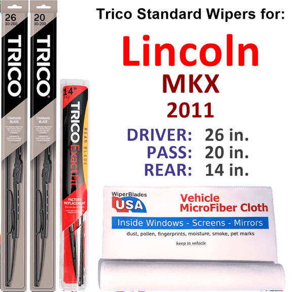 2011 Lincoln MKX Wiper Blades (Set of 3) w/Rear Wiper