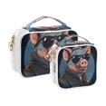 thumbnail image 2 of Pig Officer Sunglasses Clear Cosmetic Bags with Handles PVC Toiletry Bags Zipper Waterproof Portable for Traveling 2 Pcs, 2 of 7