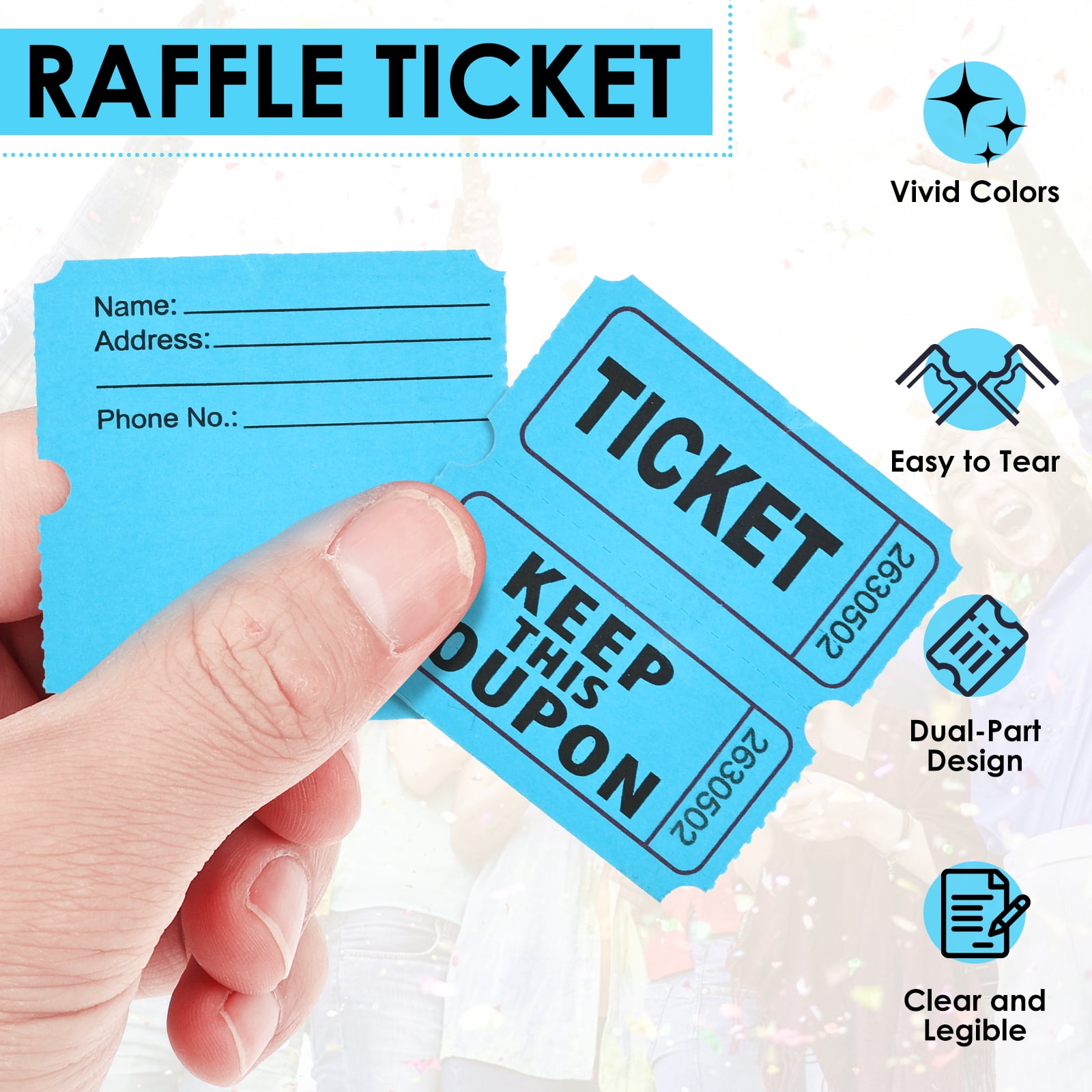 Atopoler 2 Rolls of Double Raffle Ticket,Roll Paper Ticket Roll with Tear Off Line for Campus Carnival Door Raffle Catering Event