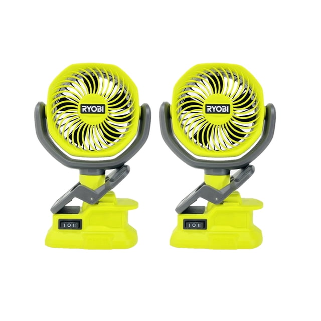 Ventilador con pinza inalámbrico RYOBI de 18 V, 4 pulgadas, paquete de 2 velocidades