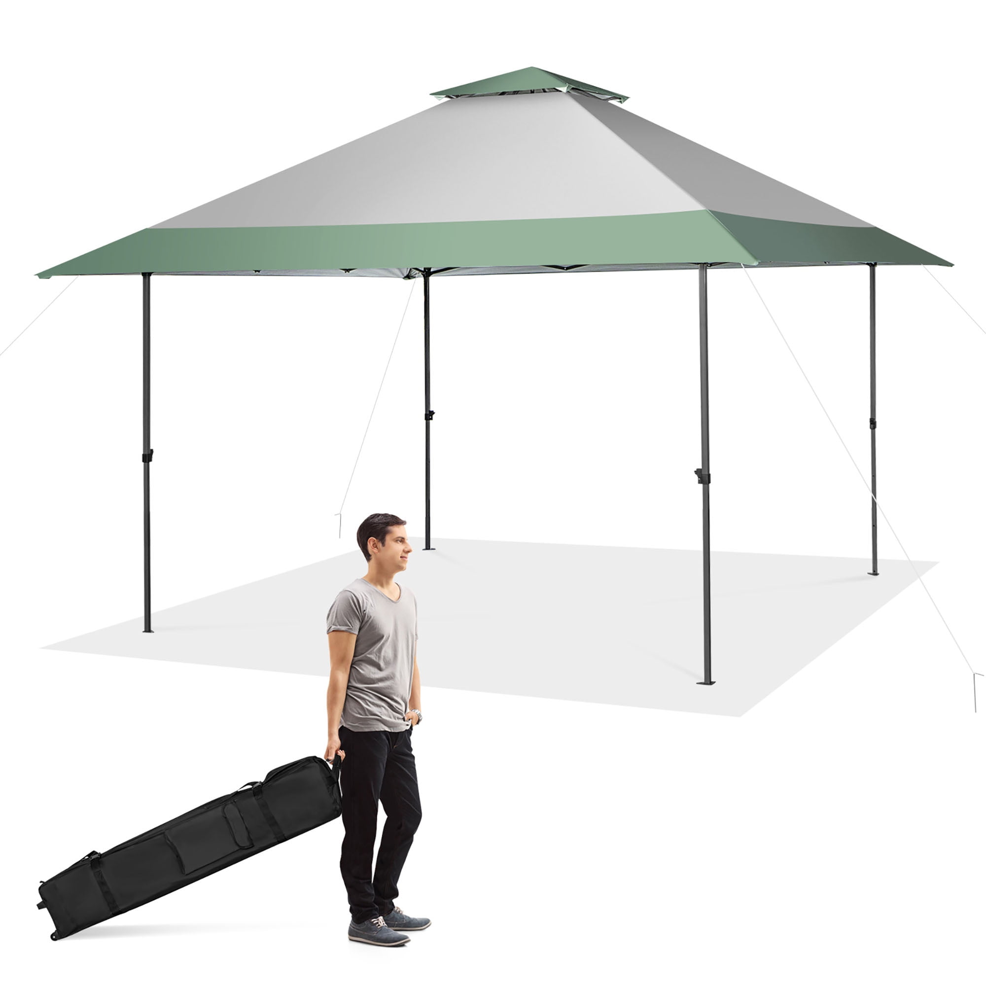 Costway 13x13ft Patio Pop Up Gazebo Canopy Tent Instant Sun Shelter Outdoor Wheeled Bag Walmart