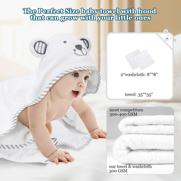 Baby Hooded Bath Towel & Washcloth
