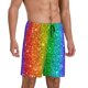 thumbnail image 2 of Balery Glitter Rainbow Pantalones cortos de pijama de punto de algodón para hombre con cinturilla y bolsillos-Small, 2 of 6