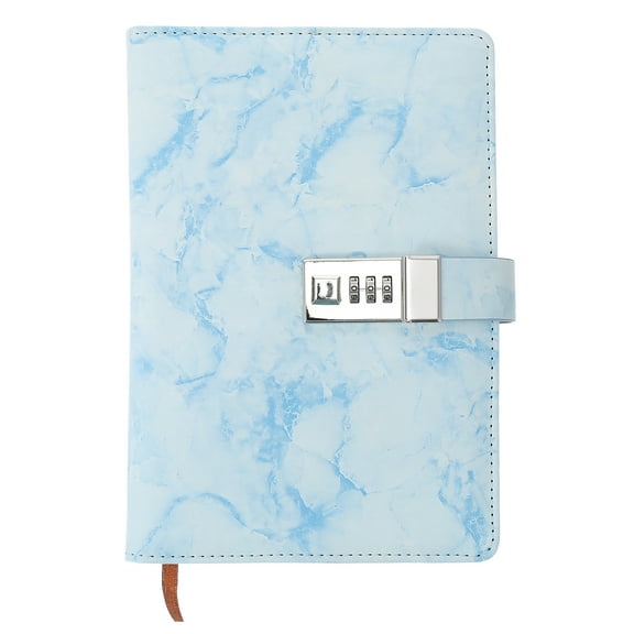 FRCOLOR Blue PU Lock Diary with Creative Design for Daily Use Password Book inches