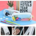 thumbnail image 3 of WuPing 5 Pack Clear Pencil Pouch, PVC Zipper Pen Pencil Case Makeup Pouch, Large Capacity, 3 of 7