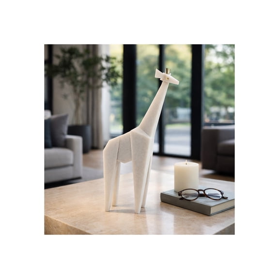 Decorative Resin Giraffe Figurine for Home and Office Decor - Decorative Animal Accent for Living Room, Bathroom, Shelf, or Bedroom - Ornament for Coffee Table and Mantel Decor - 16", White