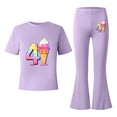 thumbnail image 5 of Girls Summer 2 Piece Outfits Floral Cute Short Sleeve and Casual Pants Kids Clothing Set Purple Size 8-9 Years, 5 of 5