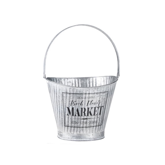 Raz Imports 14.5-inch Fresh Flower Market Handled Decorative Bucket