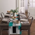 thumbnail image 4 of Geometric Aqua Green Abstract Linen Table Runner Kitchen Table ration Farmhouse Dining Table Cloth Wedding Party r, 4 of 7