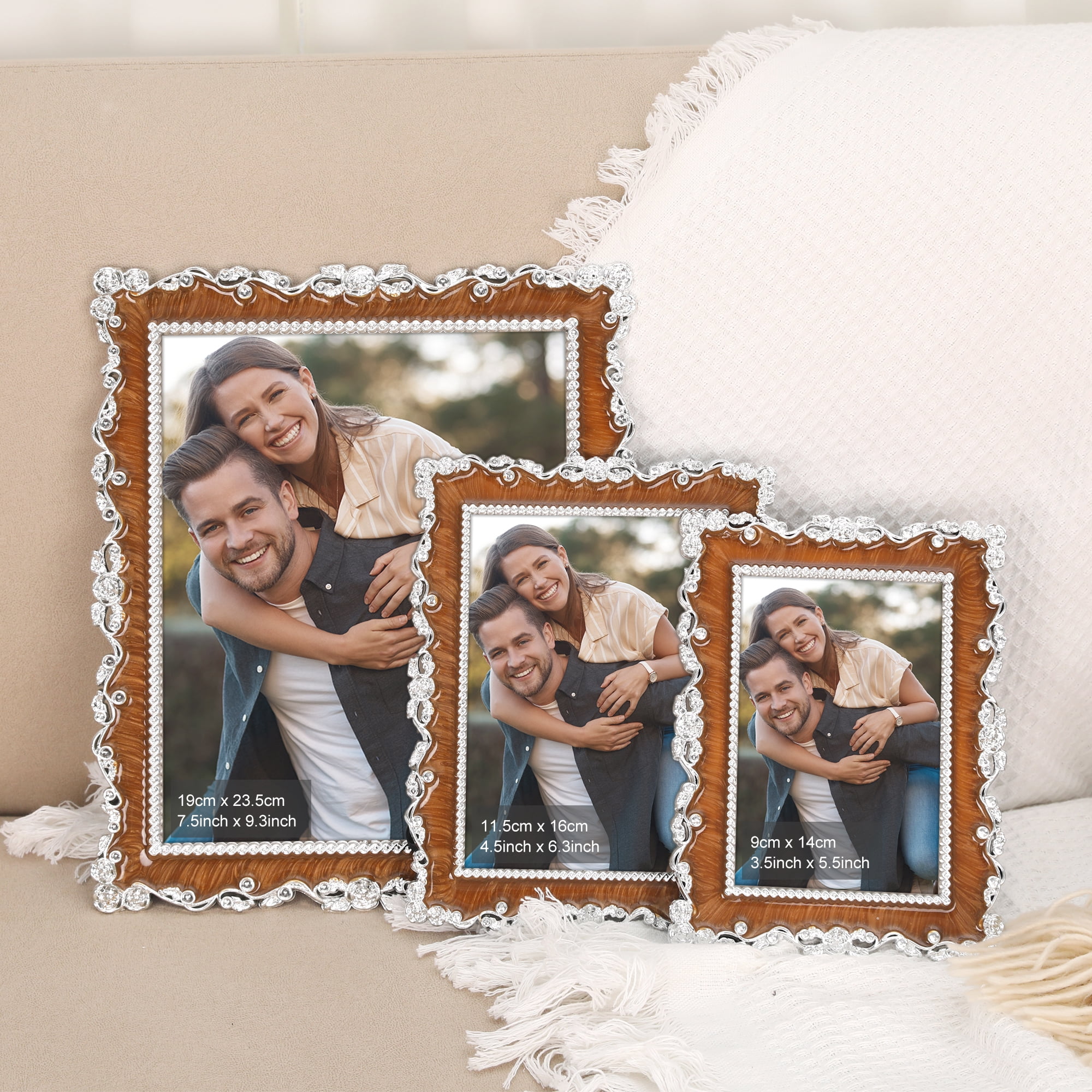 Unique Bargains Picture Frame Luxury Photo Frames Silver 4x6 Gold -3Pcs 5x7