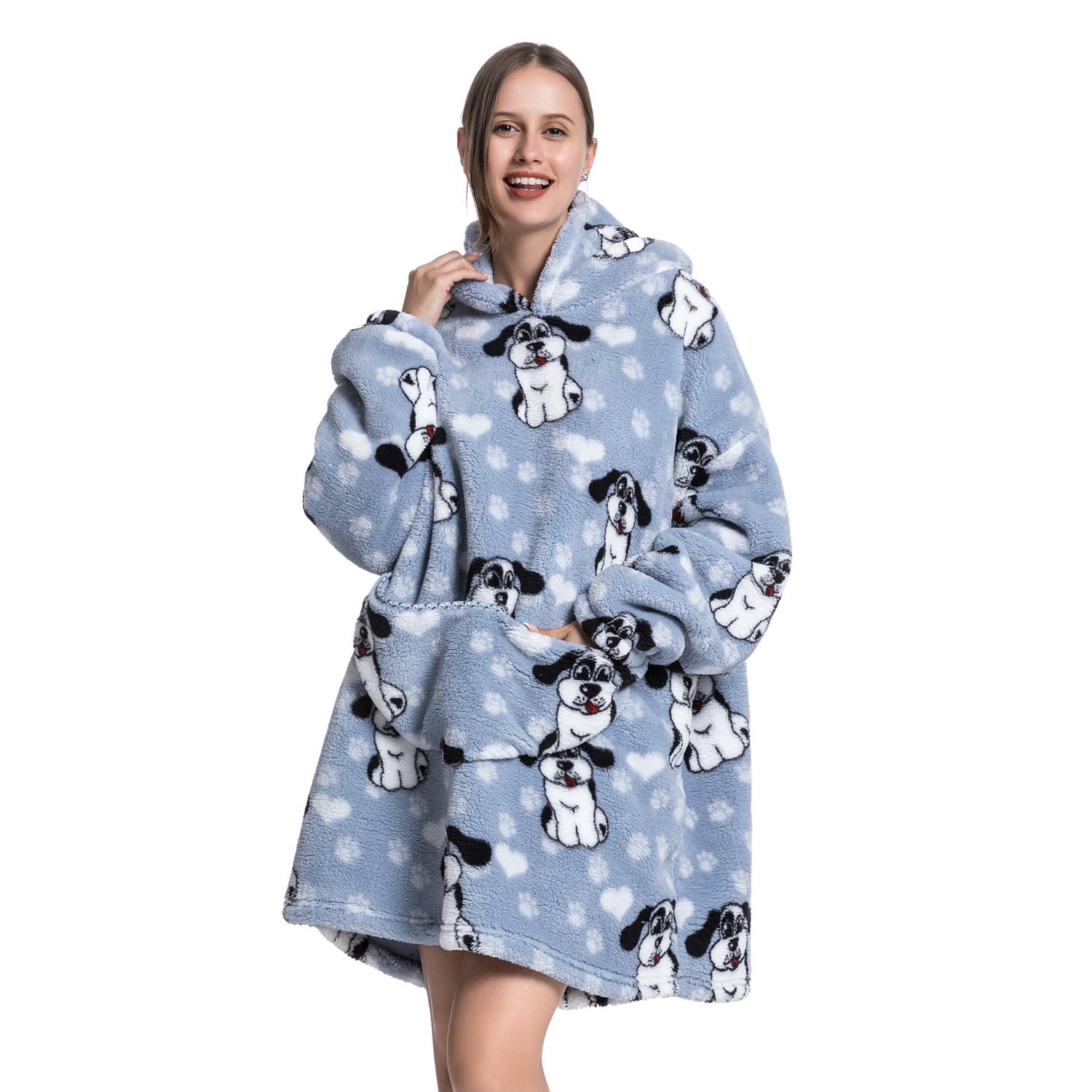 Msrlassn Hoodie Blanket for Women Adults Wearable Hooded Sweatshirt Pullover, Wearable Blanket Hoodie Super Soft Warm Cosy Sweatshirt with Big Pocket