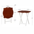 thumbnail image 4 of Contemporary Home Living 5-Piece Wooden Folding Tray Table Set - 26" - Brown and White, 4 of 9