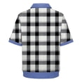 thumbnail image 6 of WTXUE Women Plaid Denim Collared Shirt Short Sleeve Shirts Plaid Shirt Contrast Color Short Sleeve Trendy Dressy Work Business Tunic Blouse Dress Shirt Patchwork Denim Shirts Pullovers Black L, 6 of 9