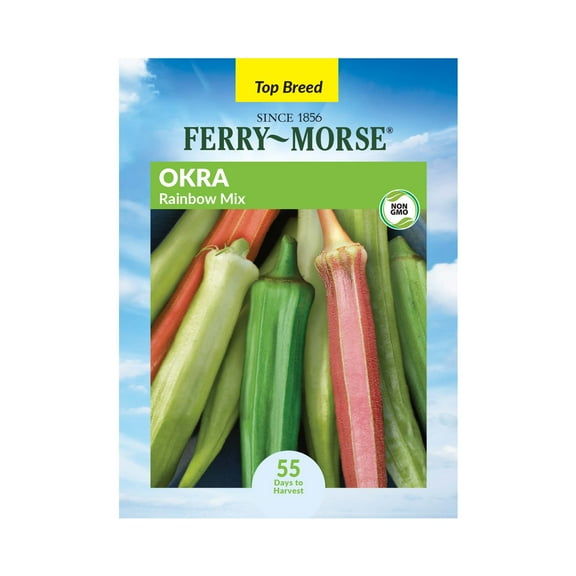 Ferry-Morse 2.5G Okra Rainbow Mix Annual Vegetable Seeds, Full Sun