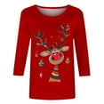 thumbnail image 4 of JURANMO Clearance On Halloween Womens 3/4 Sleeve Fall Fashion Tops 2024 Casual Crewneck Pullover Blouses Xmas Cute Graphic Tees Shirts Red XXL, 4 of 5
