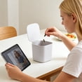 thumbnail image 5 of White Mini Desktop Can with Flip Lid, Cute Compact OdorâProof Wastebasket Recycling Bin, Small Countertop Waste Bin for Makeup, Office Desk, Bedroom Bedside, 4.5Ã4.9Ã4.7in, 5 of 8