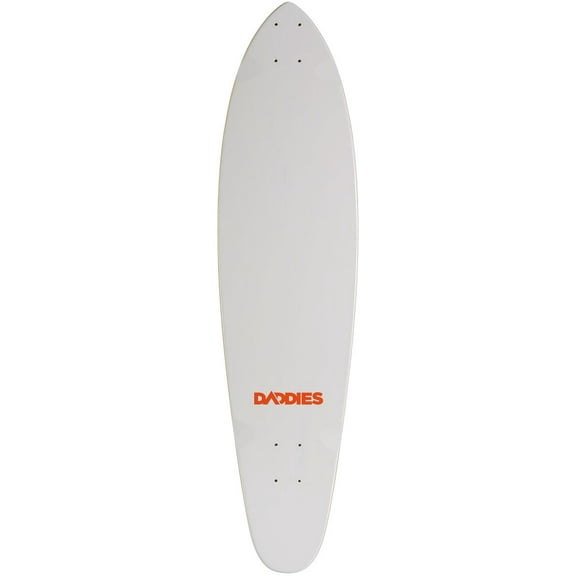 Daddies Logo Kicktail Longboard Deck - White