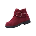 thumbnail image 2 of Girls Winter Ankle Boots, Solid Color Warm Lined Soft Sole Fashion Versatile Outdoor Daily Casual Footwear Wine 13.5, 2 of 7
