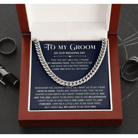Gift for My Groom, Necklace for My Man on Wedding Day, Meaningful Present for My Groom from Bride, Love You With All my heart