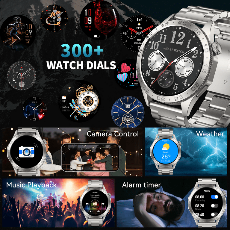 Smartwatch voor heren met telefoonfunctie, fitnesshorloge met